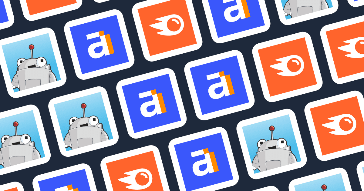 Logos of Ahrefs, Semrush, and Moz in a grid format