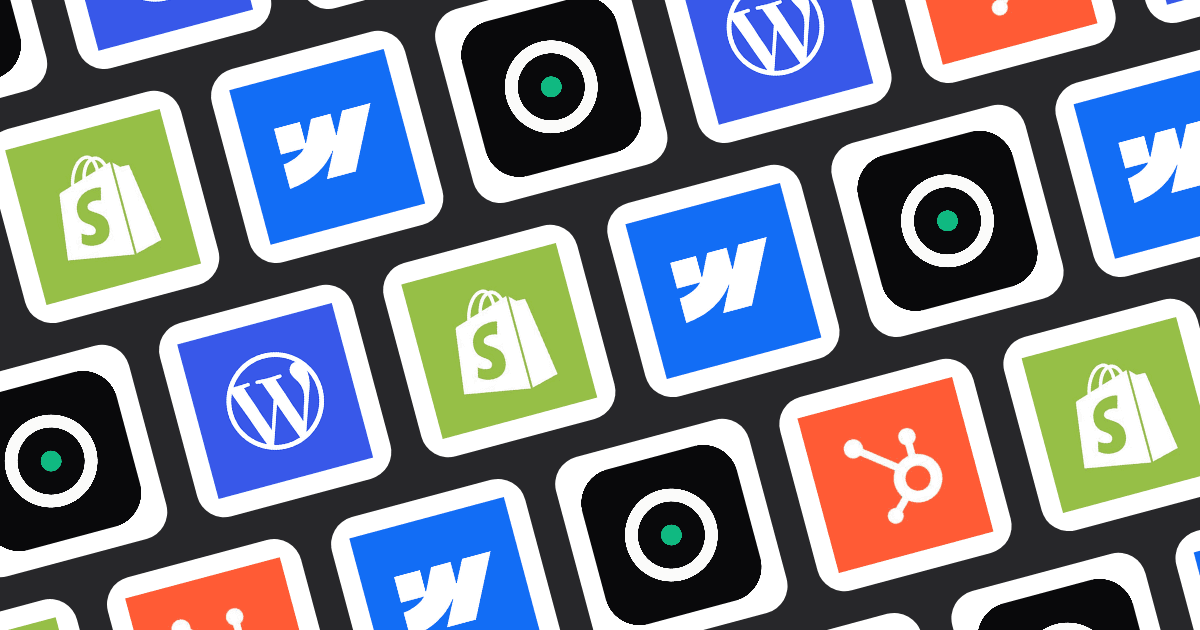 Icons of major SEO content management solutions including WordPress, Shopify, Webflow, HubSpot, and Rankloop